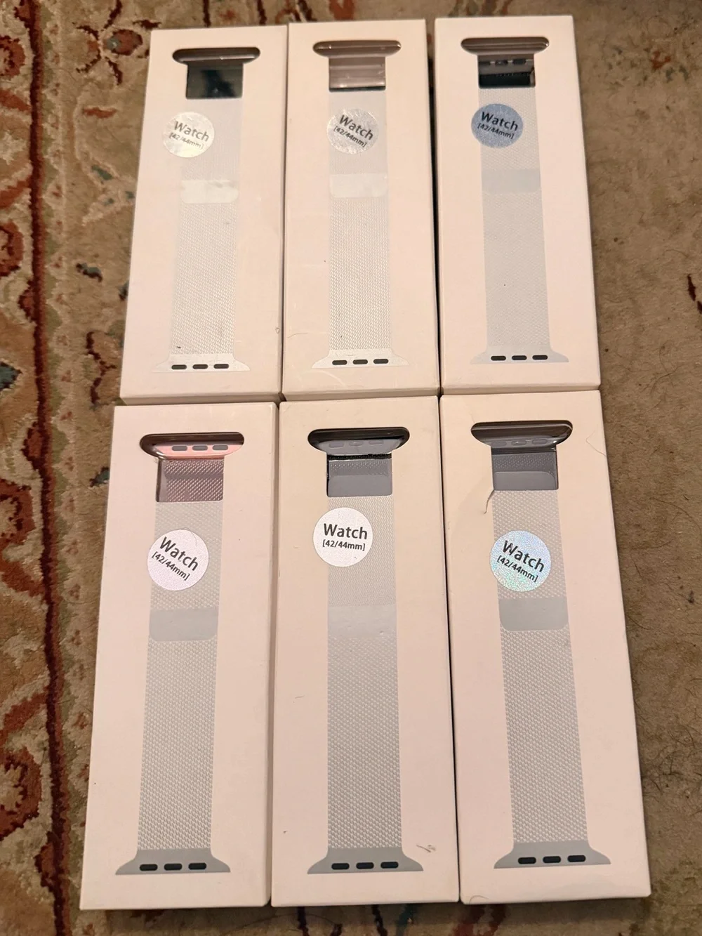 Apple Watch Mesh Band, Set Of 6, 42/44/46mm, Black, Rose Gold, New & Used